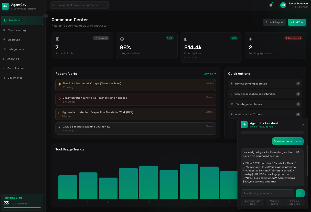 AI Agent Governance Registry Console